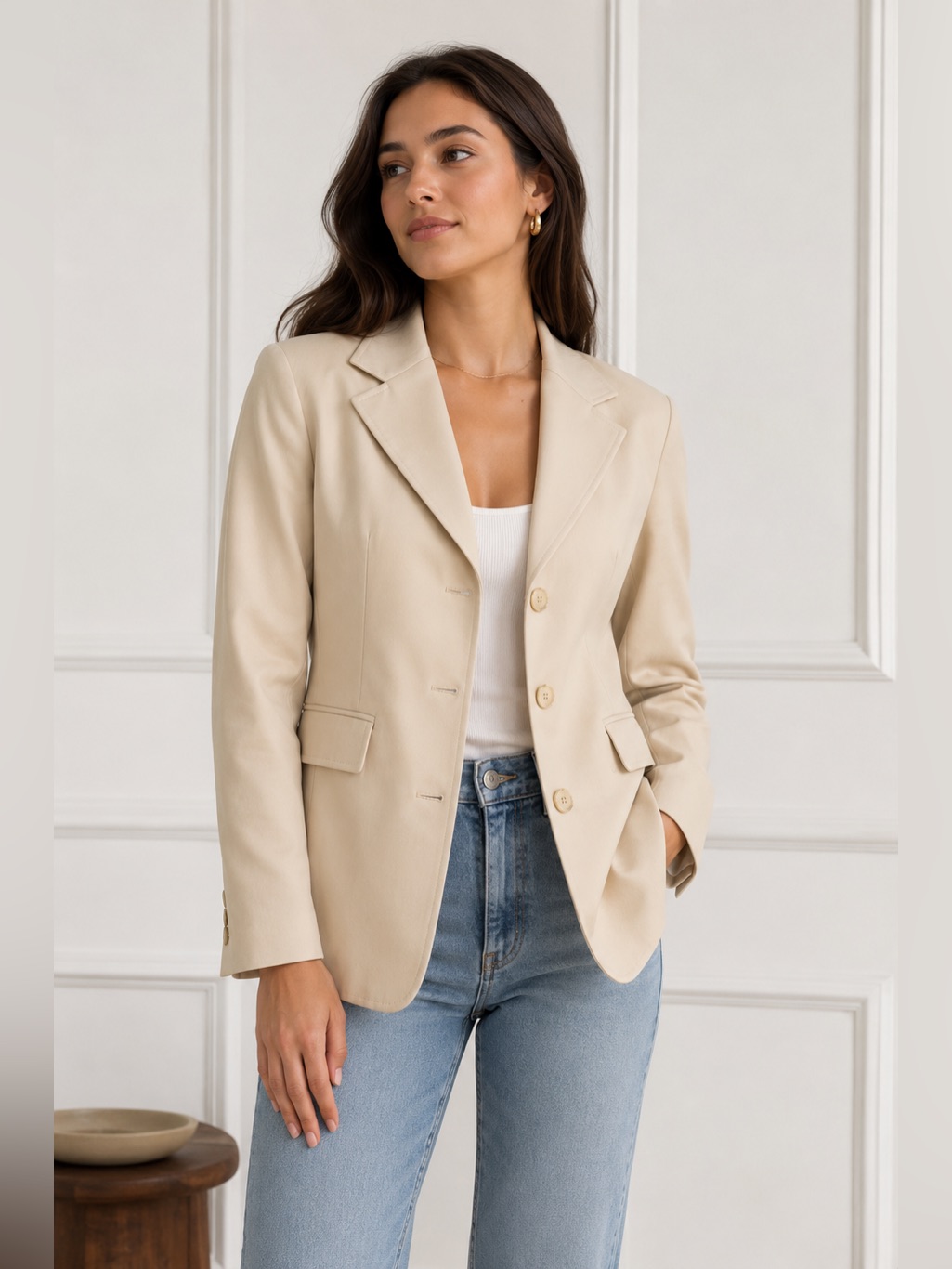 Nwt Babaton 1-01 Cream Tailored Blazer Women’s Structured Career Jacket Aritzia